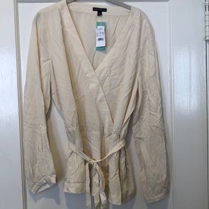 JCrew Mercantile Kimo Wrap Blouse - Off-White